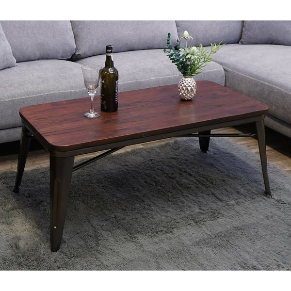 Bild 1 von Couchtisch MCW-H10, Wohnzimmertisch Sofatisch Kaffeetisch, Industriedesign Ulme Holz MVG-zertifiziert, braun-schwarz