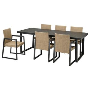 VÄRMANSÖ  Tisch+6 Stühle/außen, dunkelgrau/braun