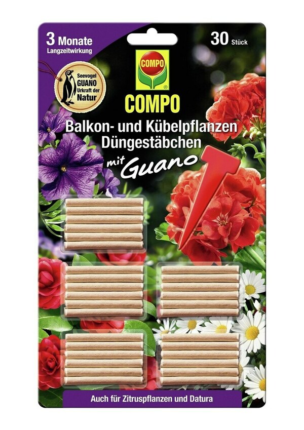 Bild 1 von COMPO Balkon- und Kübelpflanzen Düngestäbchen mit Guano (30 Stäbchen)