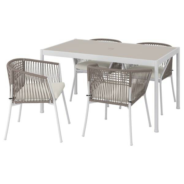 Bild 1 von SEGERÖN  Tisch und 4 Armlehnstühle, für draußen weiß/beige/Frösön/Duvholmen beige
