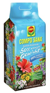 COMPO SANA® Qualitäts- Blumenerde ca. 50% weniger Gewicht 60 L