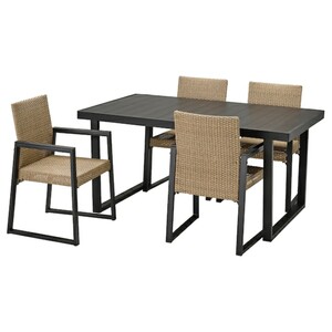 VÄRMANSÖ  Tisch+4 Stühle/außen, dunkelgrau/braun