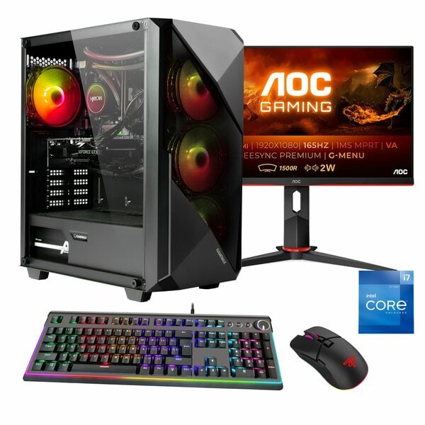 Bild 1 von Hyrican Striker SET02337 Gaming-PC-Komplettsystem (23,6", Intel® Core i7 12700F, RTX 3060, 16 GB RAM, 1000 GB SSD, Windows 11, inklusive 24" Monitor AOC C24G2AE/BK)