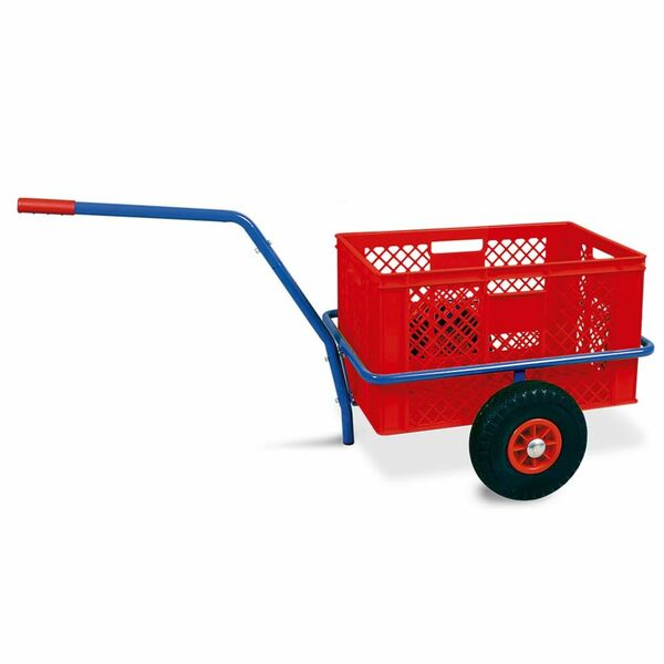 Bild 1 von Handwagen mit Kunststoffkorb, H 320 mm, rot, LxBxH 1250x640x660 mm, Tragkraft 200 kg