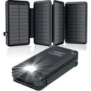 Bild 1 von Solar Powerbank 26800mAh, elzle Solar Ladegerät mit 2 USB-Ausgangsport & 1 USB-C-Eingangsport, Outdoor Wasserfester Externer Akku mit 4 Solarpanels und Taschenlampe Für Smartphones Tablets Camping