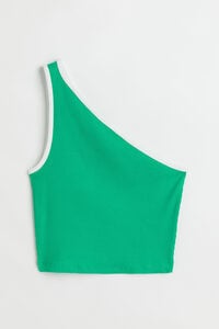 H&M Geripptes One-Shoulder-Top Grün, Tops in Größe XXS. Farbe: Green