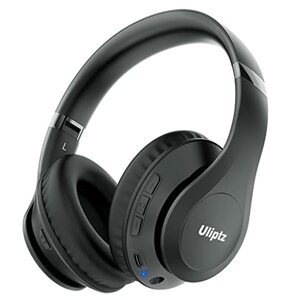 Uliptz Kabellose Bluetooth-Kopfhörer, 65 Stunden Spielzeit, 6 EQ-Soundmodi, HiFi-Stereo-Over-Ear-Kopfhörer mit Mikrofon, Faltbare Bluetooth 5.3-Kopfhörer für Reisen/Büro/Handy/TV/PC (Schwarz)
