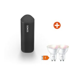 Sonos Roam schwarz mobiler Smart Speaker & 2x WiZ 50W GU10 Tunable Wh. & Col.
