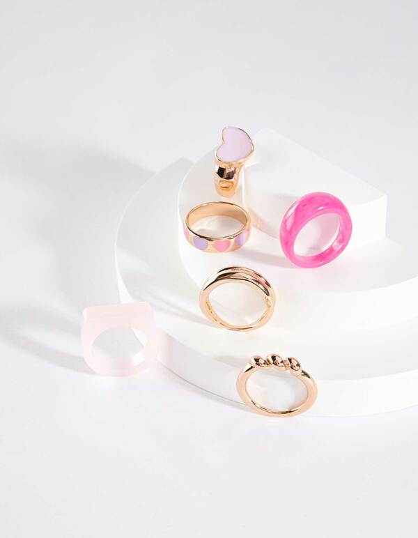 Bild 1 von Damen Ring - 6er-Pack - rosa-gold-pink