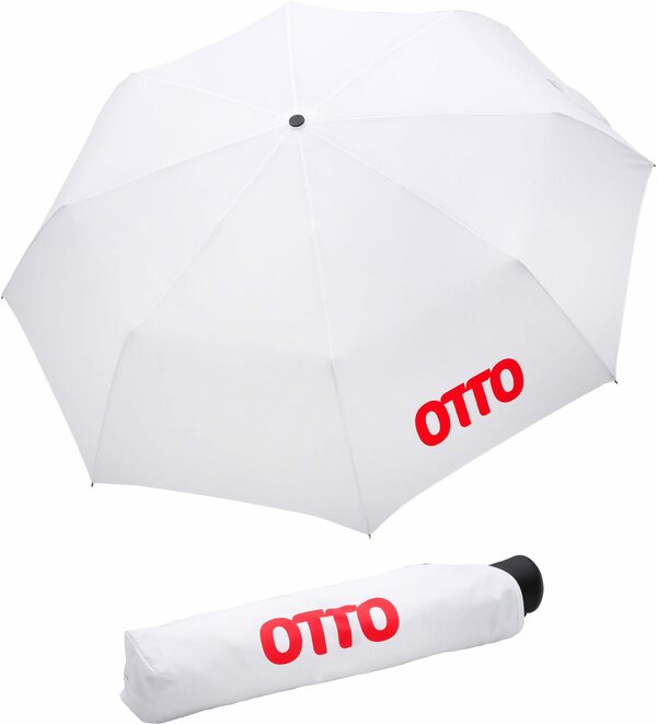 Bild 1 von EuroSCHIRM® Taschenregenschirm Otto, weiß, mit rotem Schriftzug; Automatik