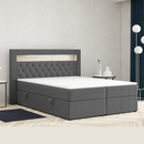 Bild 1 von Boxspringbett DENVER mit LED und Bettkasten 180 x 200 cm Webstoff Anthrazit Bett Bettkasten