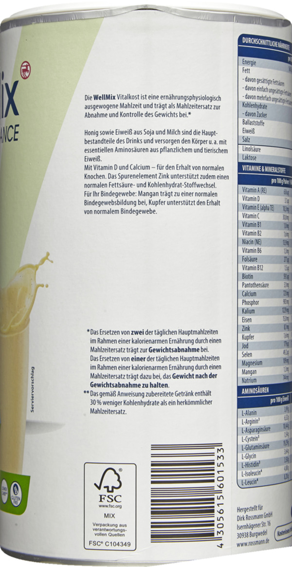 Bild 2 von WellMix BALANCE Vitalkost Vanille Geschmack 15.98 EUR/1 kg
