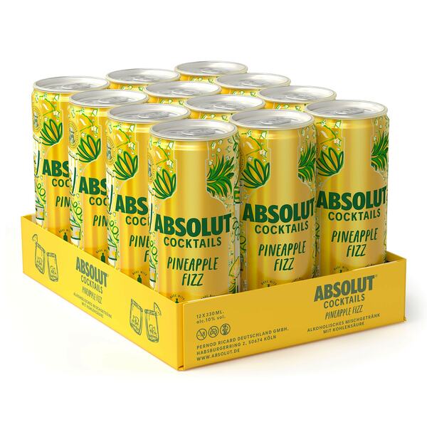 Bild 1 von Absolut Cocktail Pineapple Fizz 10,0 % vol 0,33 Liter Dose, 12er Pack