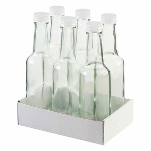 Gradhalsflasche 6er 250 ml mit  Deckel weiß