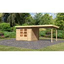 Bild 1 von Karibu Gartenhaus-Set 'Rieneck 3' natur mit Anbaudach 614 x 273 x 220 cm