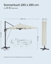 Bild 4 von SONGMICS Sonnenschirm, 290 x 290 cm, UPF 50+, 360° drehbar, mit Ständer