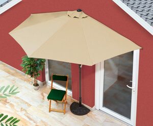 EASYmaxx Sonnenschirm Balkon/Terasse halbrund inkl. Handkurbel UV-Schutz 40+, halbrund 270x140 cm in beige