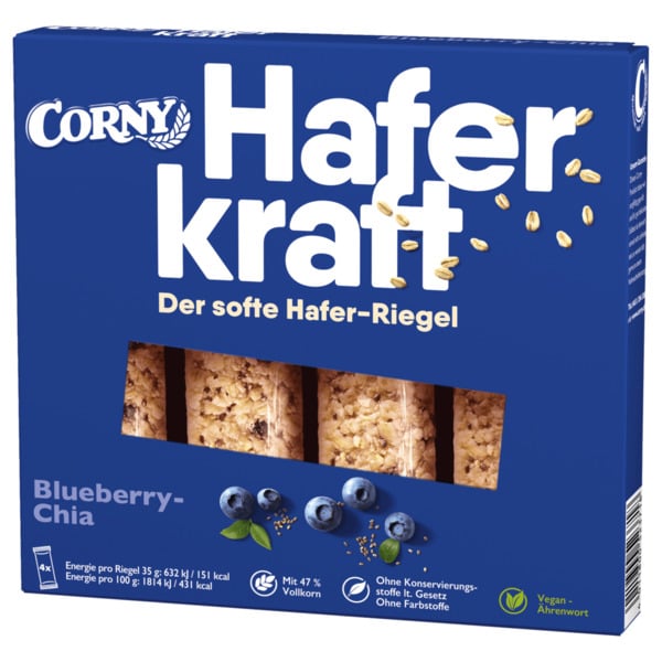 Bild 1 von Corny Haferkraft Blueberry-Chia vegan 4x35g, 140g