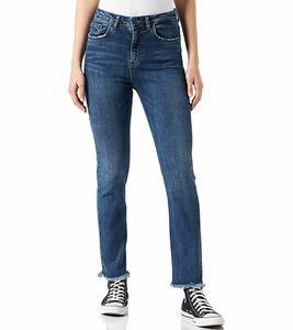 LTB Pia Damen High-Waist-Jeans knöchelhohe 5-Pocket-Hose mit geradem Bein 51352-15141 Blau
