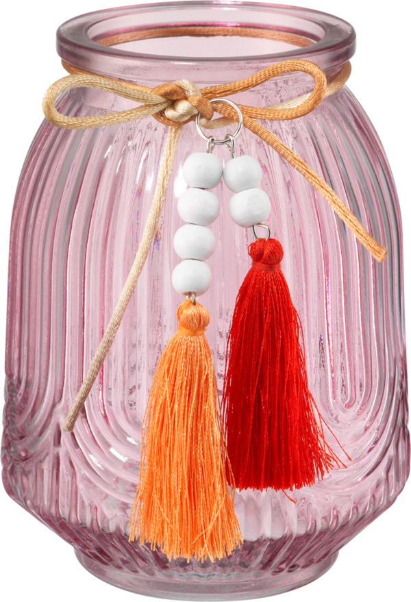 Bild 1 von Dekorieren & Einrichten Glaskerzenhalter mit Perlen & Quasten, lila
