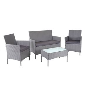 Poly-Rattan Garten-Garnitur MCW-D82, Sitzgruppe Lounge-Set ~ grau mit Kissen anthrazit