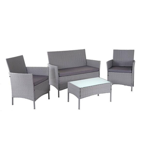 Bild 1 von Poly-Rattan Garten-Garnitur MCW-D82, Sitzgruppe Lounge-Set ~ grau mit Kissen anthrazit