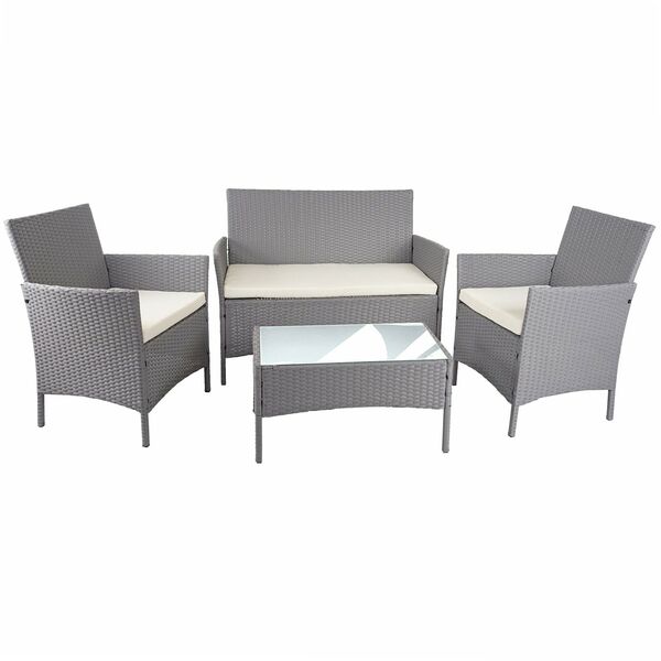 Bild 1 von Poly-Rattan Garten-Garnitur MCW-D82, Sitzgruppe Lounge-Set ~ grau mit Kissen creme