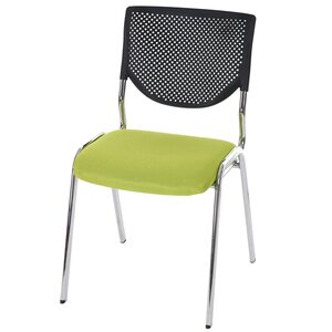 Besucherstuhl H401, Konferenzstuhl stapelbar, Stoff/Textil ~ Sitz grün, Füße chrom