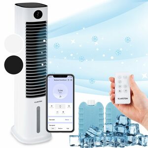 Klarstein Ventilatorkombigerät Skytower Grand Smart Luftkühler, mit Wasserkühlung & Eis mobil Klimagerät ohne Abluftschlauch