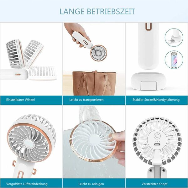 Bild 3 von GelldG Handventilator Handventilator, Mini Ventilator Batteriebetrieben Hand Ventilatoren