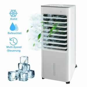 Fangqi Standventilator Luftkühler,Air Cooler,5 Liter Wassertank,50W,3 Luftgeschwindigkeiten, Luftzufuhr mit 120° großem Winkel, vier 360° drehbare Leichtlaufrollen