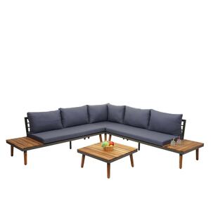 Garten-Garnitur MCW-E97, Garnitur Sitzgruppe Lounge-Set Sofa, Akazie Holz MVG-zertifiziert, grau