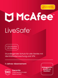 McAfee LiveSafe Attach für alle Geräte in einem Haushalt, 1 Jahr, Code einer Box - [PC, iOS, Mac, Android] [Multiplattform]