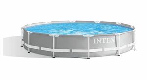 Intex Framepool Intex Aufstellpool Framepool-Set, rund Ø 366x76 cm inkl. Kartuschenfitleranlage & Anschlussschlauch