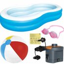 Bild 1 von cofi1453 Quick-Up Pool Kinderpool-Set für den Garten 4IN1 Familien-Gartenpool, elektrische Batteriepumpe, Kinder-Tauchbrille, Großer Strandball