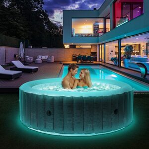 mSpa Whirlpool Outdoor Whirlpool aufblasbar Comfort Starry C-ST061 mit LED 6 Personen, (Luxus Garten Pool - inkl. Isolierabdeckung - Indoor - Intervallbeleuchtung - Schnellheizsystem - Winterfes