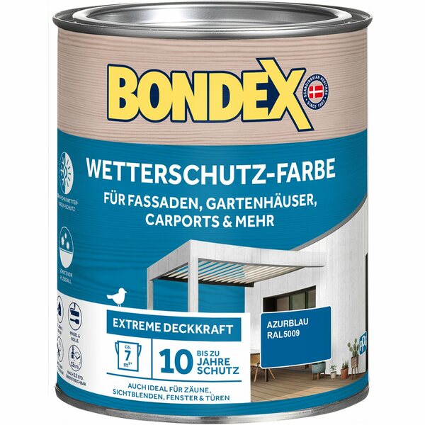 Bild 1 von Bondex Wetterschutz-Farbe RAL 5009 Azurblau 750 ml