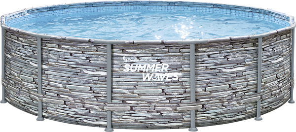 Bild 1 von Summer Waves Elite Frame Swimmingpool Steinoptik grau Ø 427 x 107 cm