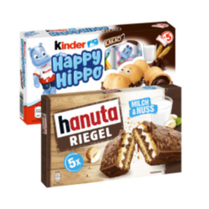 Nutella B-ready, Kinder Cards, Hanuta Riegel oder Happy Hippo