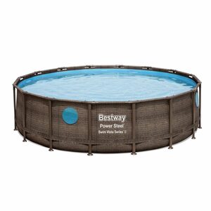 BESTWAY Pool Power Steel Swim Vista Pool Swimmingpool Rattan Zubehör 488x122cm (56725, Artikelnummer des Herstellers Bestway®: 56725)