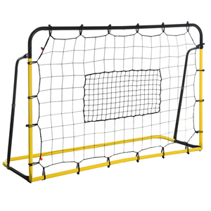 HOMCOM Kickback Fußball Rebounder Tor Rückprallwand Netz für Fußball Gelb+Schwarz 184 x 63 x 123 cm