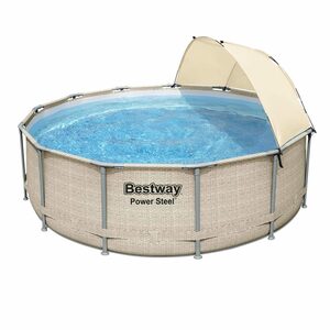 BESTWAY Pool Power Steel Pool Filterpumpe Sicherheitsleiter Abdeckung 396x107cm (5614V)