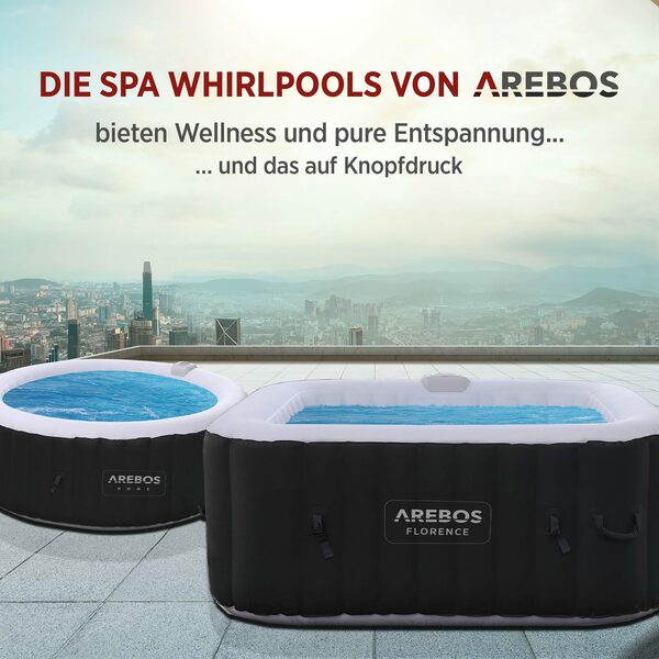 Bild 3 von Arebos Whirlpool 2400 W, aufblasbar, In- & Outdoor, 4 Personen, 154x154 cm, (Set, Komplett-Set)