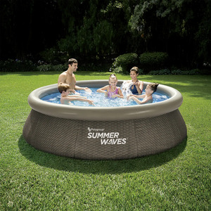 Summer Waves Quick Pool aufblasbar Rattan braun Ø 305 x 76 cm