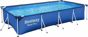 Bestway Framepool Pool Komplettset, Rechteckig, Aufstellpool 300x201x66cm, Planschbecken (Gartenpool mit Pumpe Set, Gross, Aufstellbecken, Familienpool, Kinderpool), Schwimmbecken für Garten, S