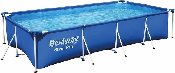 Bild 1 von Bestway Framepool Pool Komplettset, Rechteckig, Aufstellpool 300x201x66cm, Planschbecken (Gartenpool mit Pumpe Set, Gross, Aufstellbecken, Familienpool, Kinderpool), Schwimmbecken für Garten, S