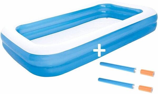 Bild 1 von BESTWAY Rechteckpool aufblasbarer Pool, 850L, 305x183x46cm Ablassventil robust Aufstellpool (groß, eckig, rechteckig, ‎Inkl. 2 Wasserkanonen 66cm), Kinderplanschbecken Planschbecken Kinderpoo