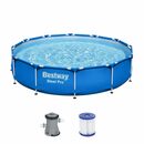 Bild 2 von Bestway Framepool SteelPro Pool Komplettset, Rund, Aufstellpool 366x76cm, Planschbecken (Gartenpool mit Pumpe Set, Gross, Aufstellbecken, Familienpool, Kinderpool), Schwimmbecken für Garten, St