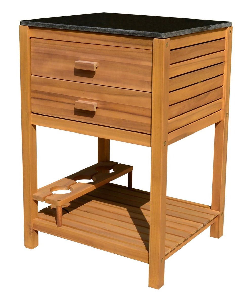 Bild 1 von Tarrington House Holz-Schrank, 60 x 52 x 87 cm, 2 Schublade,  Holz/ Stahl/ Granit, braun