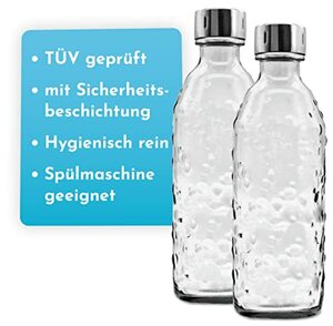 SodaBär® | Glasflasche (Doppelpack) für Wassersprudler (SodaStream*,Aarke*,uvm.) im Retro Design | 0,7 l mit TWIN SECURE by SodaBär